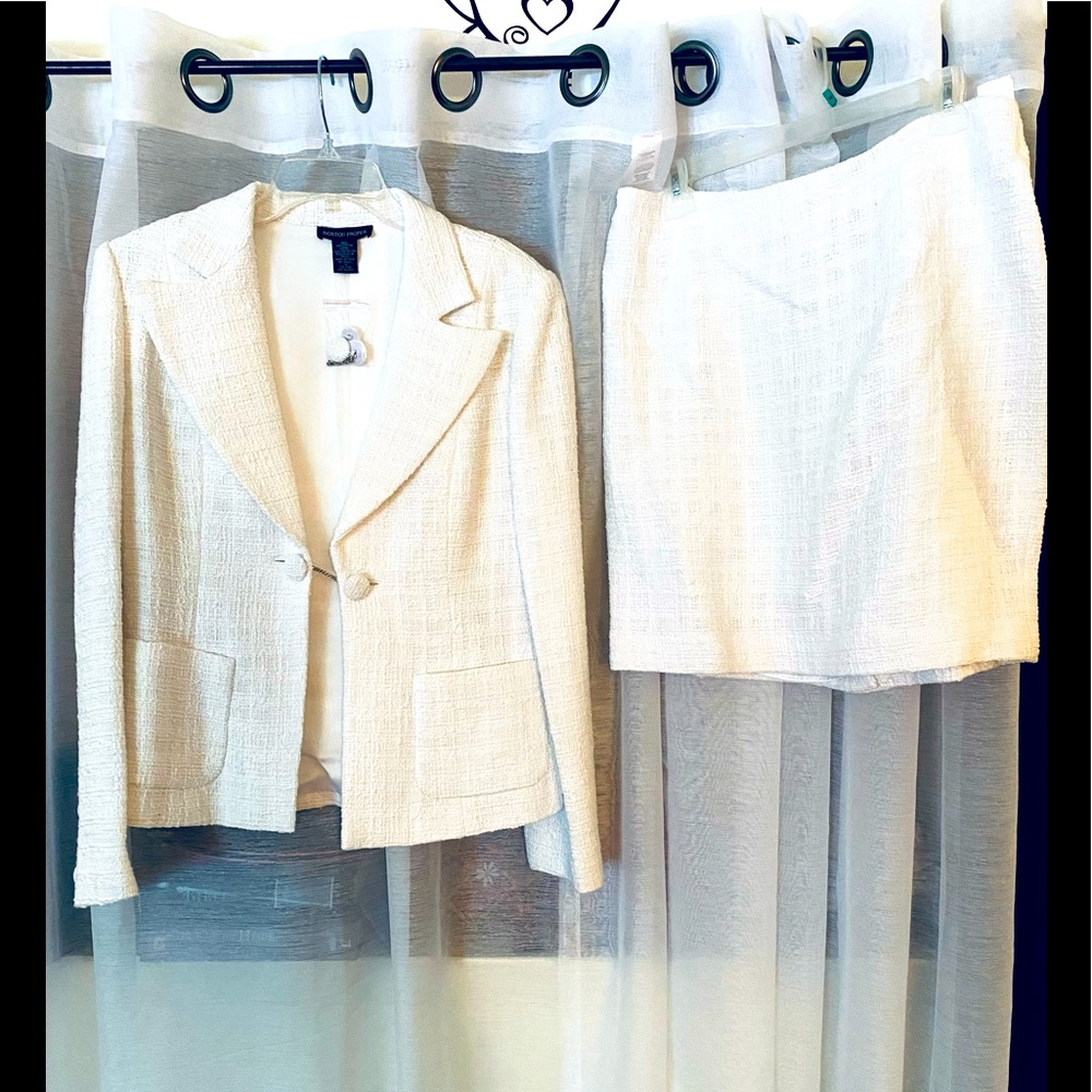 SALE~NEW BOSTON PROPER WHITE SUIT JACKET SKIRT 12